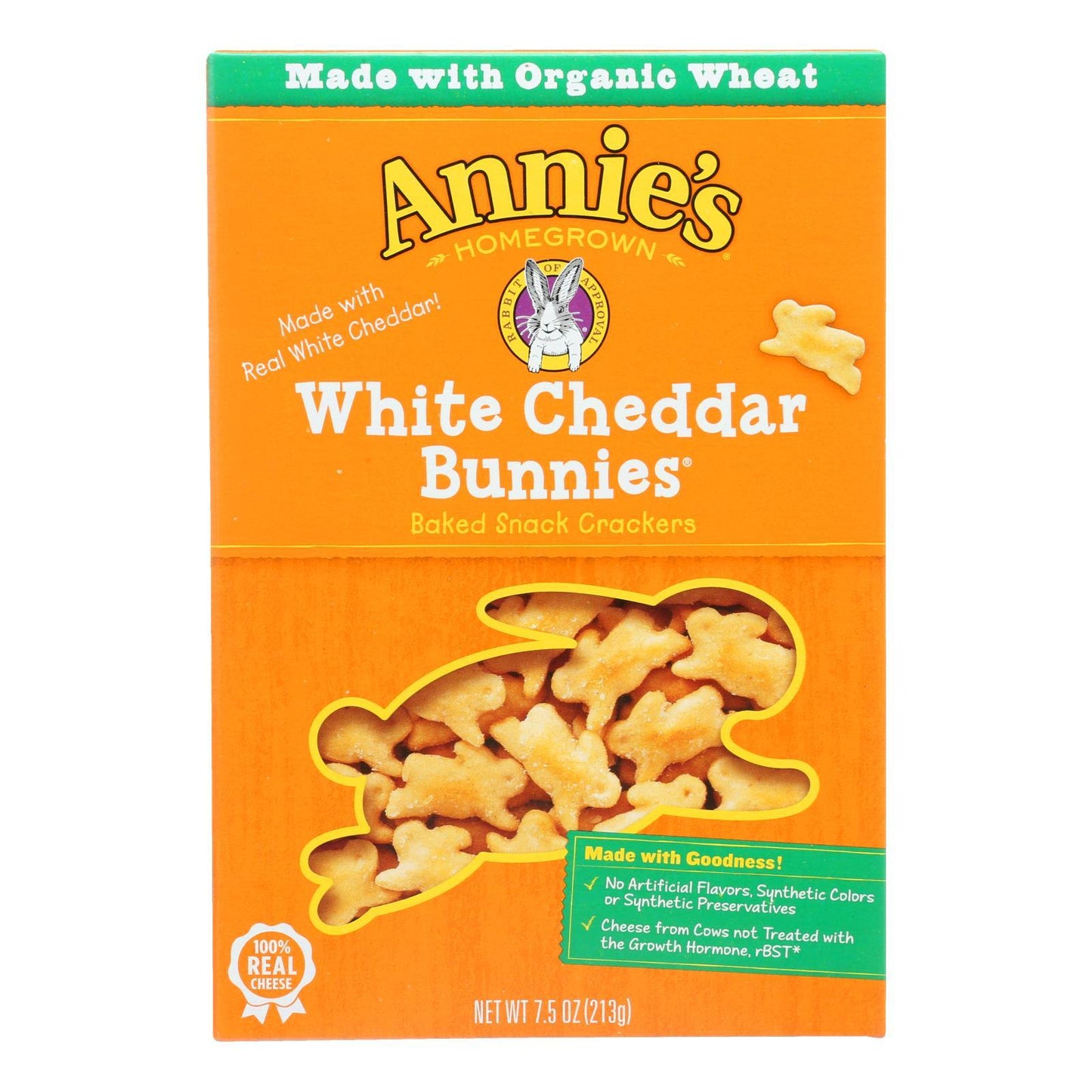 Annie's Homegrown - White Cheddar Bunnies Crackers - Case Of 12-7.5 Oz.