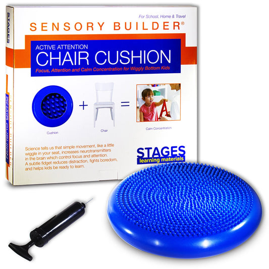 Active Attention Chair Cushion Blue Sensory Builder, 13", Blue