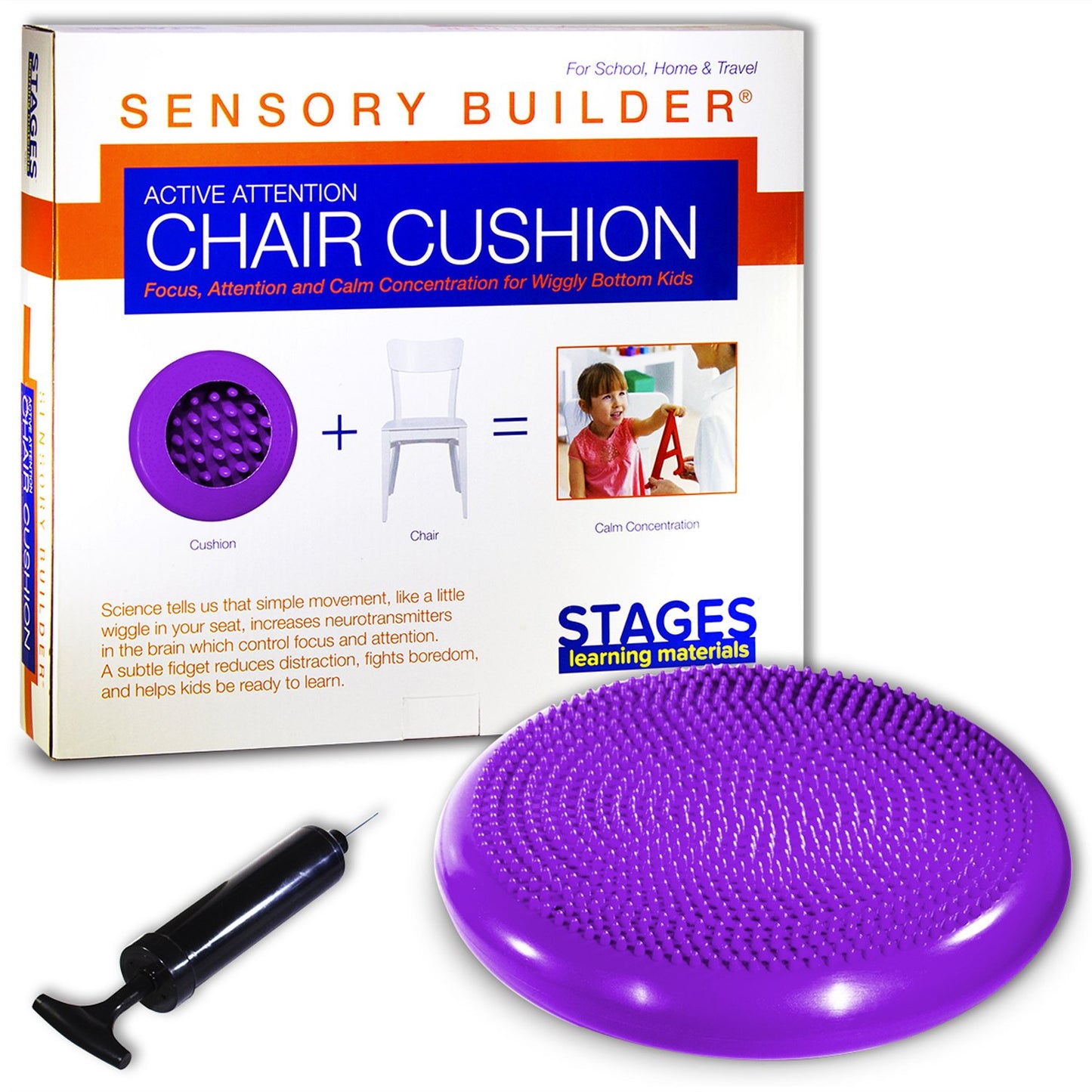 Active Attention Chair Cushion Prpl Sensory Builder, 13", Purple